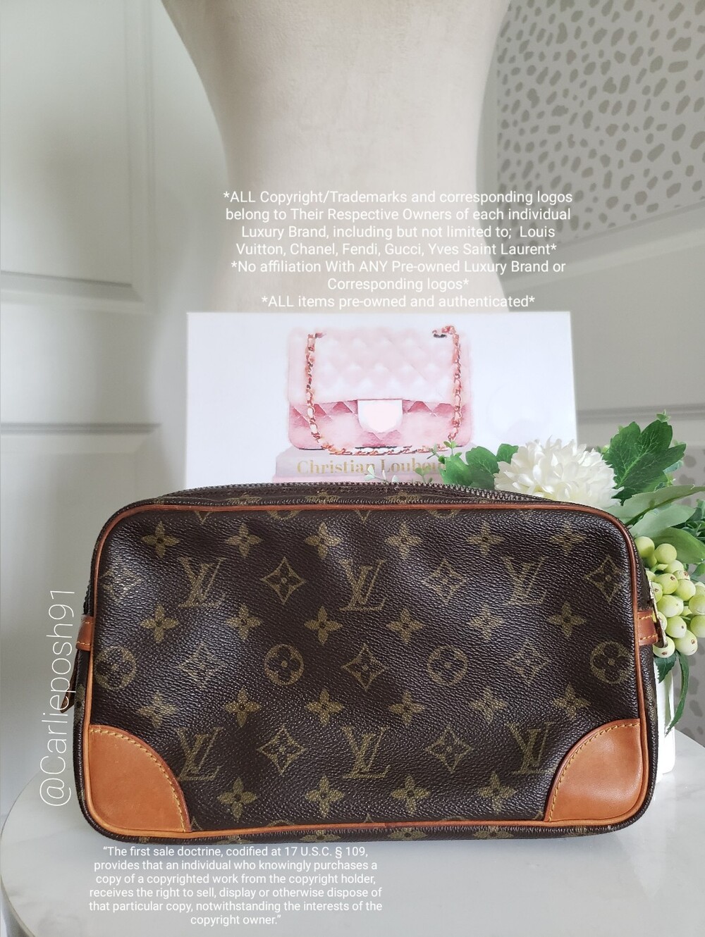 Authentic Pre-owned Vintage Louis Vuitton Monogram Marly Dragonne Clutch - Picture 4 of 13